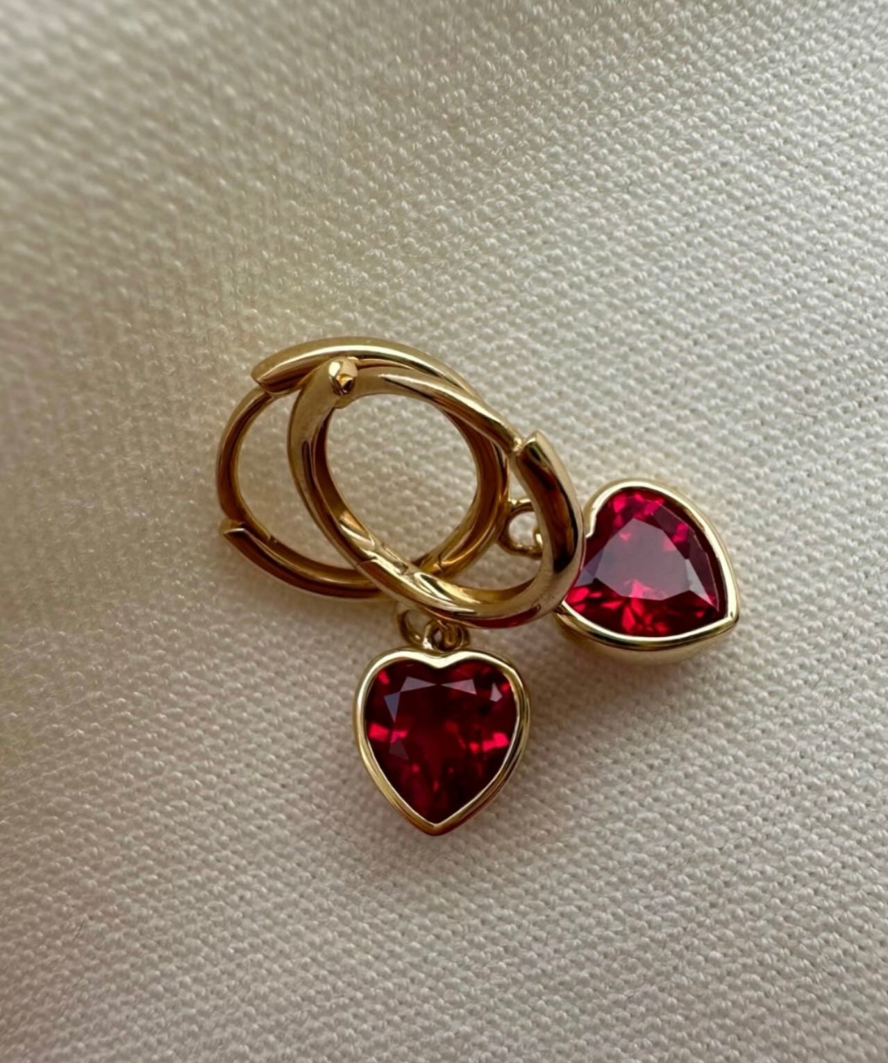 Custom design 14k 7×7mm lab grown ruby earrings