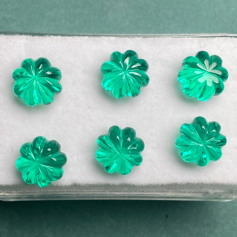 Pirmiana 5ct/1.18ct Pumpkin Cut Lab Grown Emeralds Loose Gemstones for Jewelry Making