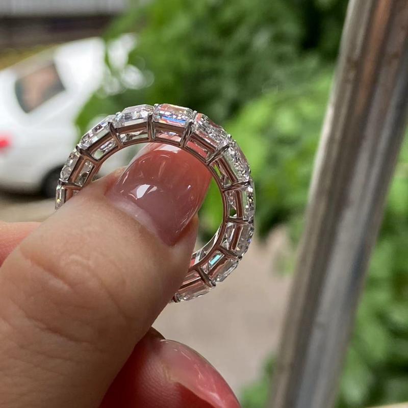 Primiana 2025 New Classic Style14K Gold 5x7mm Emerald Shape Main Stone Lab Diamond Eternal Ring Girlfriend Gif