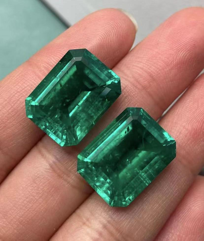 16x22mm Total 52ct Lab grown emerald colombia vivid green color with nice inclusions like natual gemstone