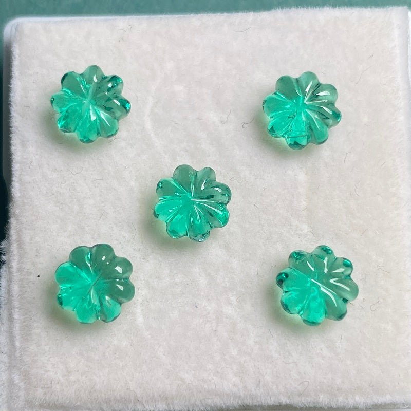 Pirmiana 5ct/1.18ct Pumpkin Cut Lab Grown Emeralds Loose Gemstones for Jewelry Making