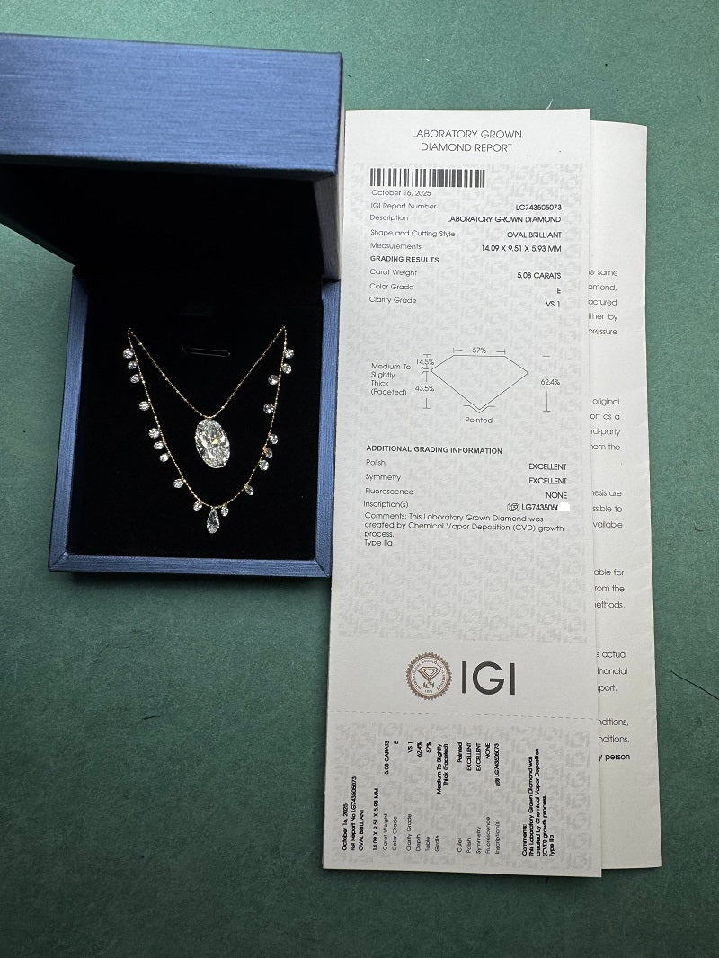 Primiana Popular Drilled Lab Grown Diamond Jewelry 18K Yellow Gold Necklace