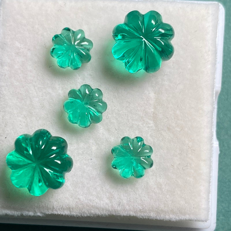 Pirmiana 5ct/1.18ct Pumpkin Cut Lab Grown Emeralds Loose Gemstones for Jewelry Making