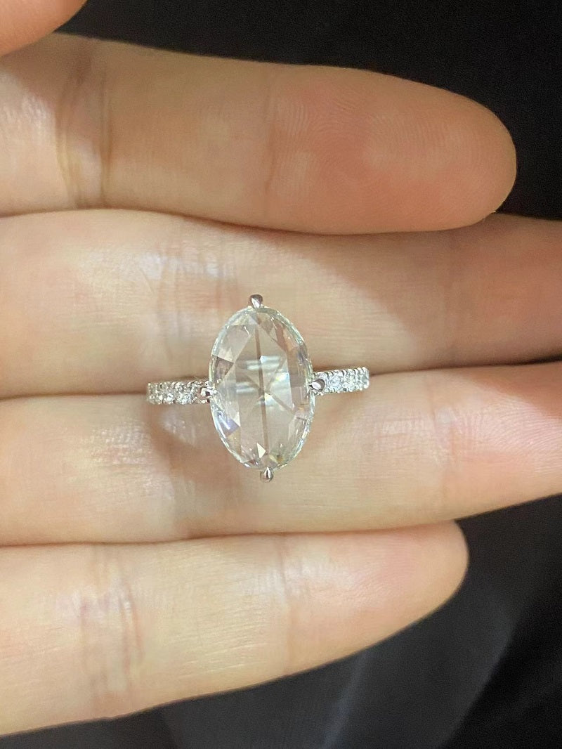 Ruif Customiezd 18k Gold 1.85ct Rose Cut Oval Lab Grown Diamond for Daily Wear