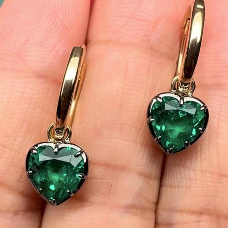 Pirmiana Jewelry Customized 14k Yellow Gold 2ct Lab Grown Emerald Earrings for Women Party Gift