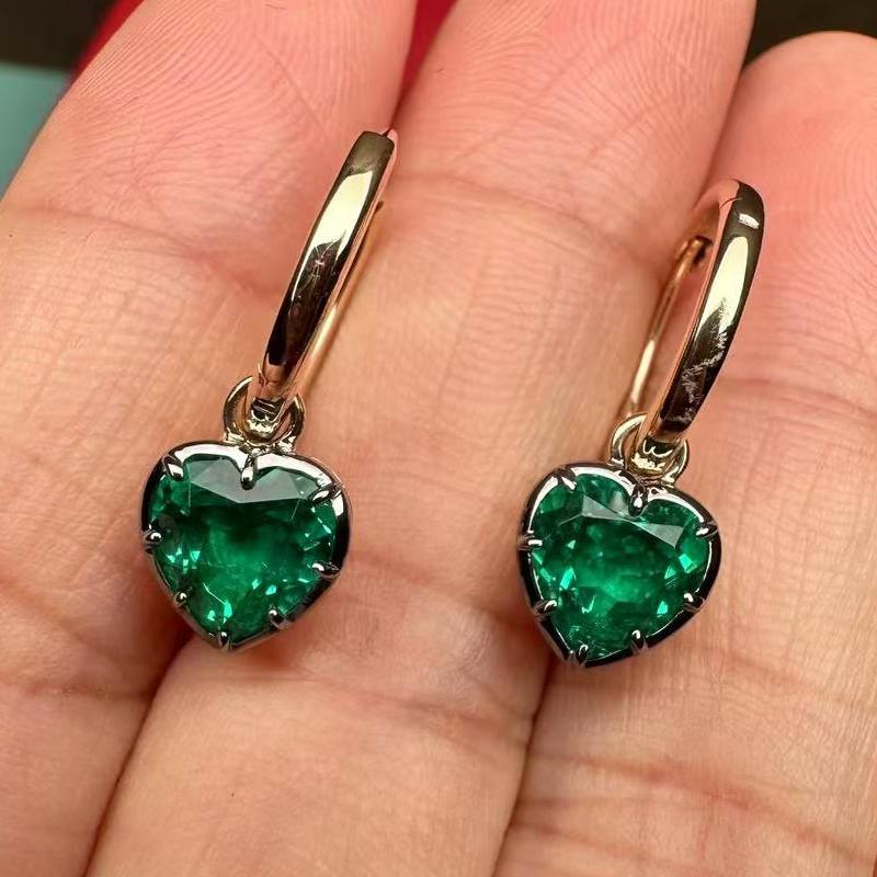 Pirmiana Jewelry Customized 14k Yellow Gold 2ct Lab Grown Emerald Earrings for Women Party Gift