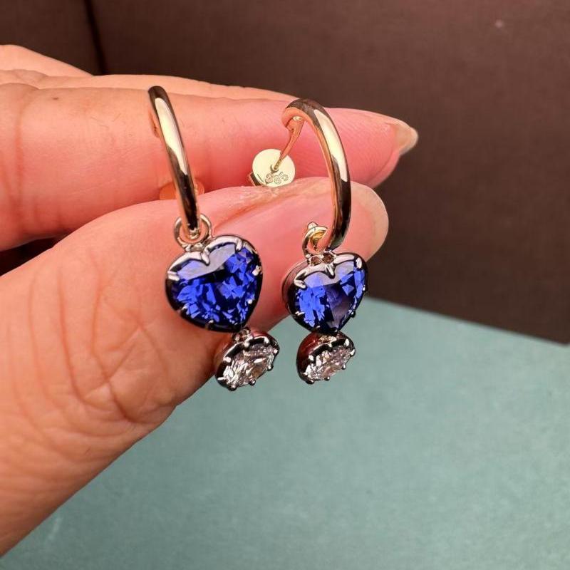 Pirmiana Jewelry Customized 14k Yellow Gold 3ct Lab Grown Sapphire Earrings for Women Party Gift