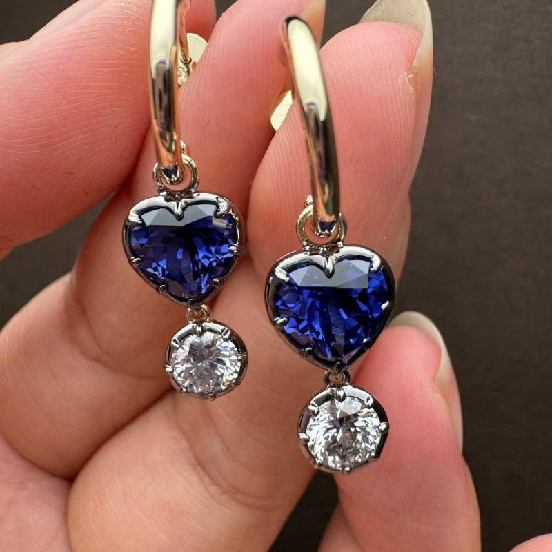 Pirmiana Jewelry Customized 14k Yellow Gold 3ct Lab Grown Sapphire Earrings for Women Party Gift