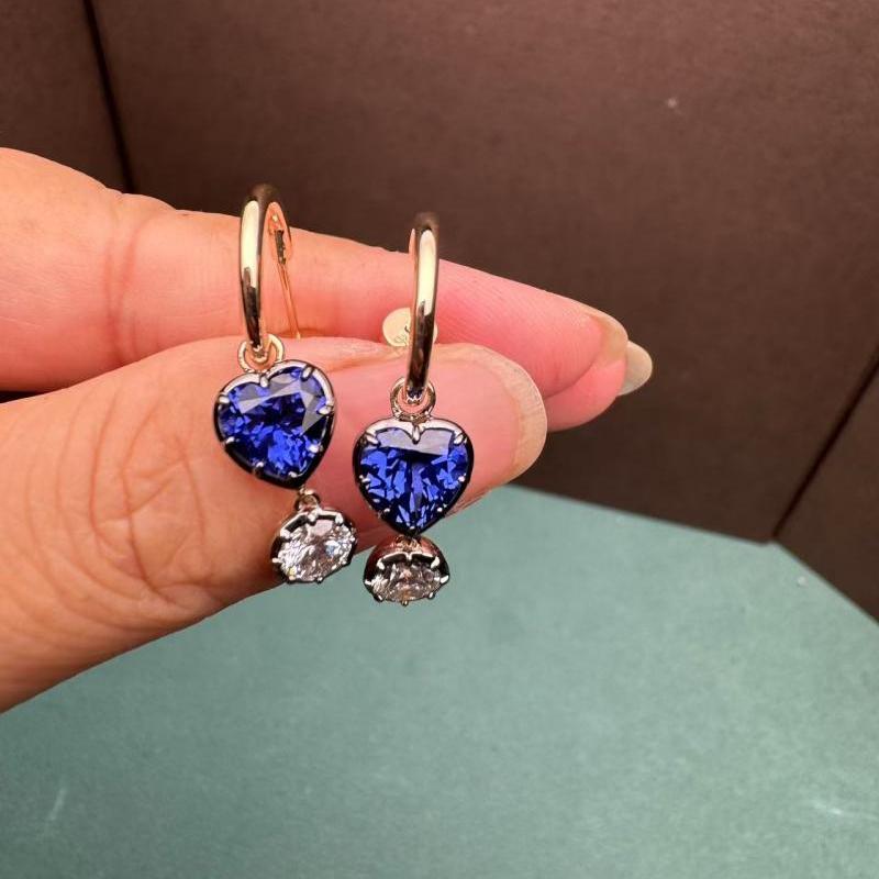 Pirmiana Jewelry Customized 14k Yellow Gold 3ct Lab Grown Sapphire Earrings for Women Party Gift
