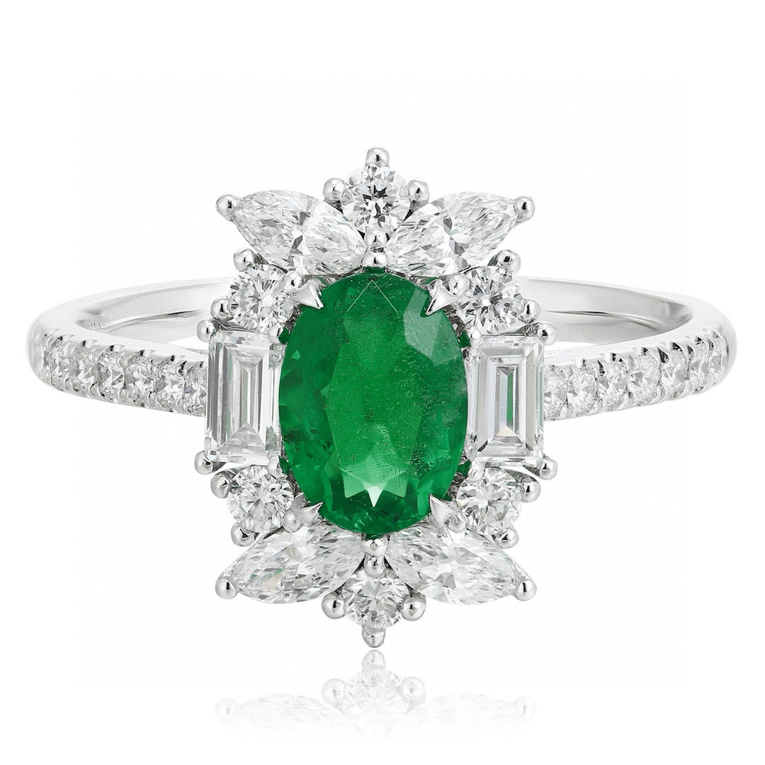 Pirmiana Customized 18k Gold 0.73ct Lab Grown Emerald with 0.69ct Diamond Ring Jewelry Engagement Gift Women