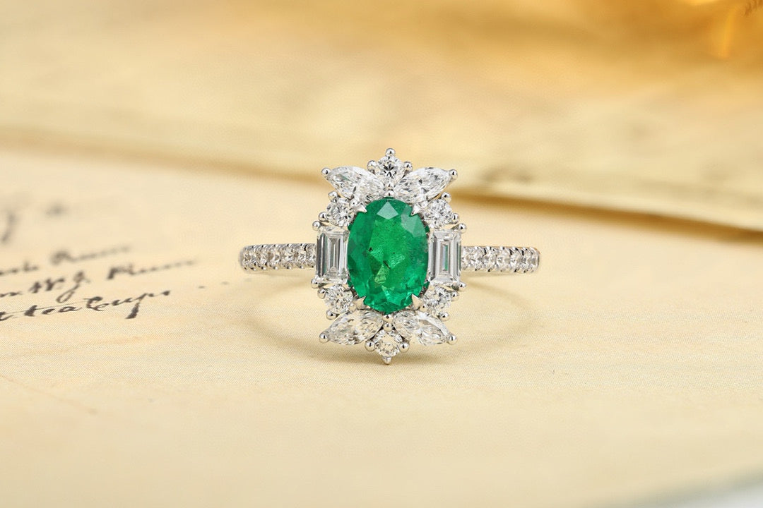 Pirmiana Customized 18k Gold 0.73ct Lab Grown Emerald with 0.69ct Diamond Ring Jewelry Engagement Gift Women