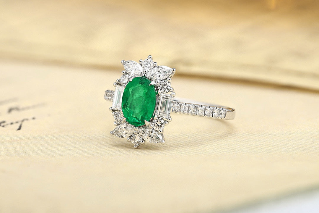 Pirmiana Customized 18k Gold 0.73ct Lab Grown Emerald with 0.69ct Diamond Ring Jewelry Engagement Gift Women