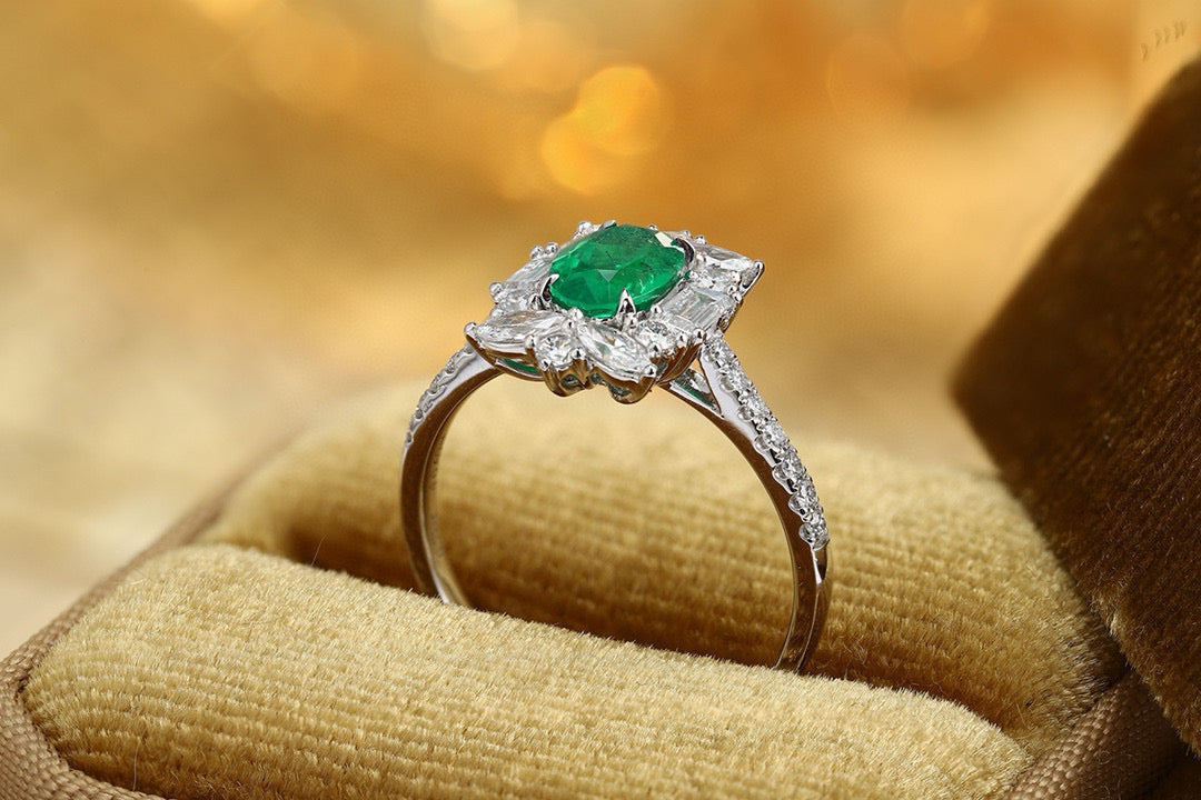 Pirmiana Customized 18k Gold 0.73ct Lab Grown Emerald with 0.69ct Diamond Ring Jewelry Engagement Gift Women