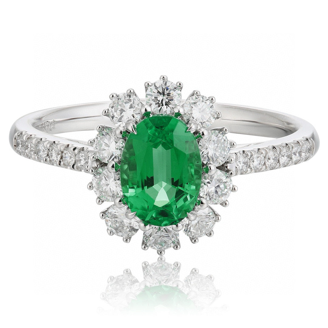 Pirmiana Customized PT950 Platinum 0.81ct Lab Grown Emerald with 0.5625ct Diamond Ring Jewelry Engagement Gift Women