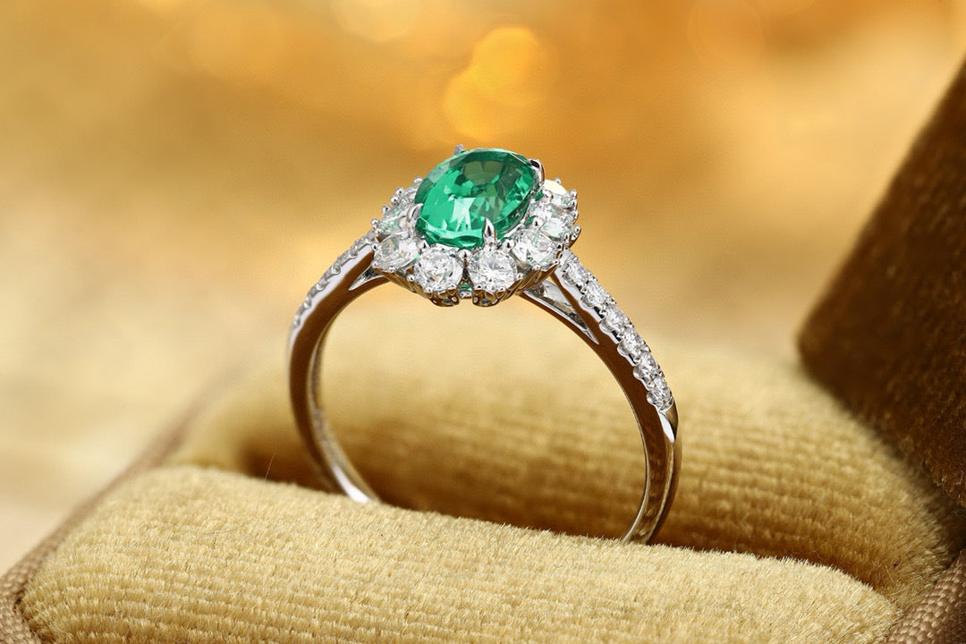 Pirmiana Customized PT950 Platinum 0.81ct Lab Grown Emerald with 0.5625ct Diamond Ring Jewelry Engagement Gift Women