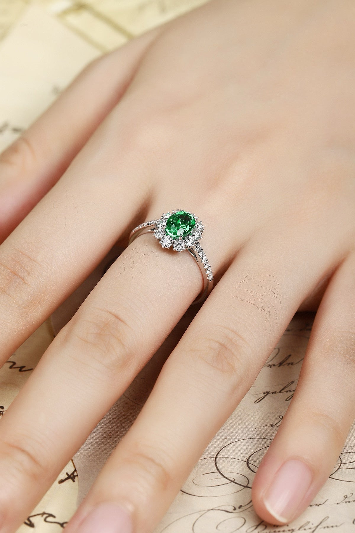 Pirmiana Customized PT950 Platinum 0.81ct Lab Grown Emerald with 0.5625ct Diamond Ring Jewelry Engagement Gift Women