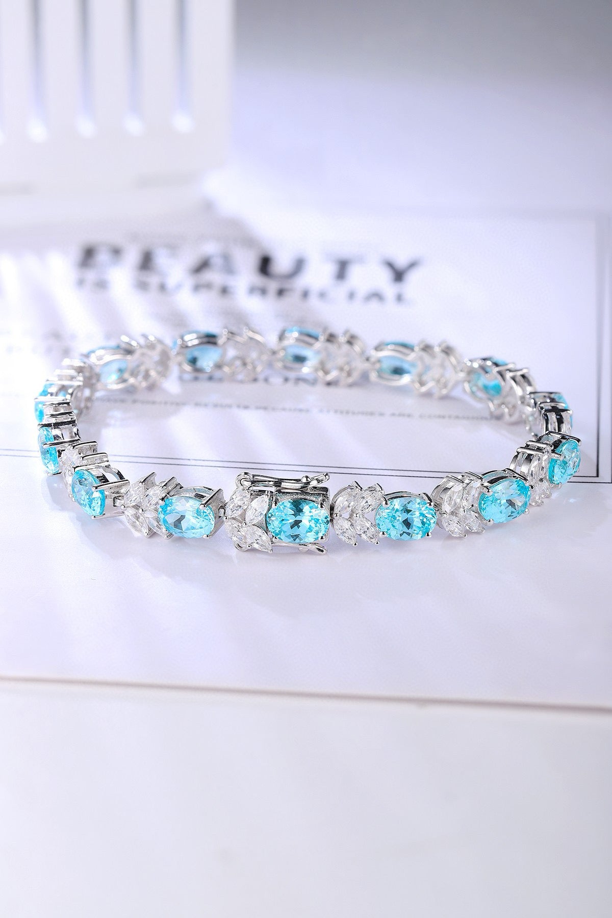 Pirmiana Hot Sale Maximalist 18.29ct Lab Grown Paraiba Sapphire Bracelet S925 Silver Jewelry Engagement Women