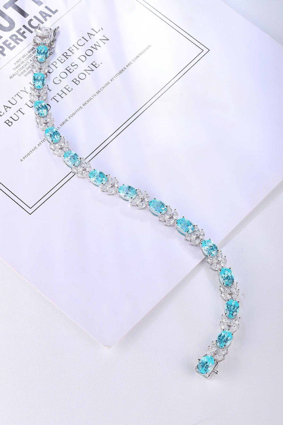Pirmiana Hot Sale Maximalist 18.29ct Lab Grown Paraiba Sapphire Bracelet S925 Silver Jewelry Engagement Women