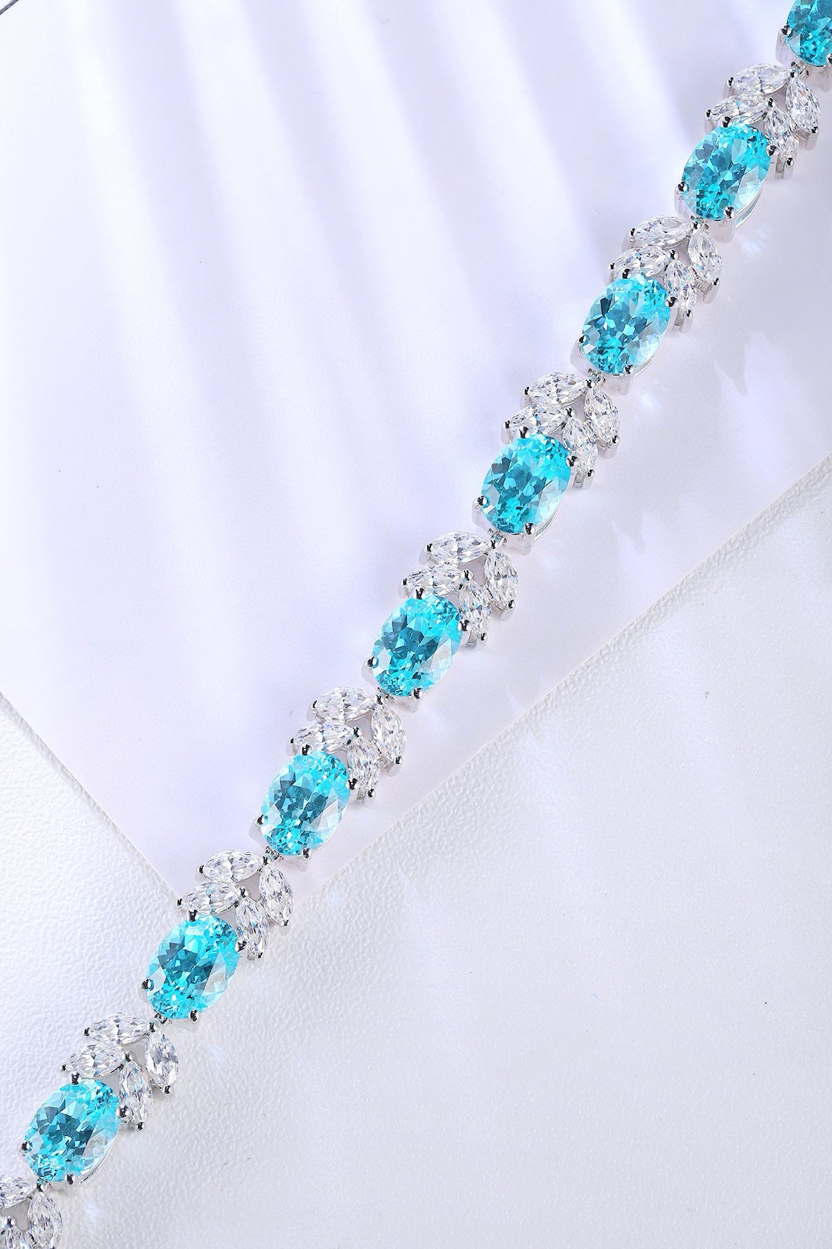 Pirmiana Hot Sale Maximalist 18.29ct Lab Grown Paraiba Sapphire Bracelet S925 Silver Jewelry Engagement Women