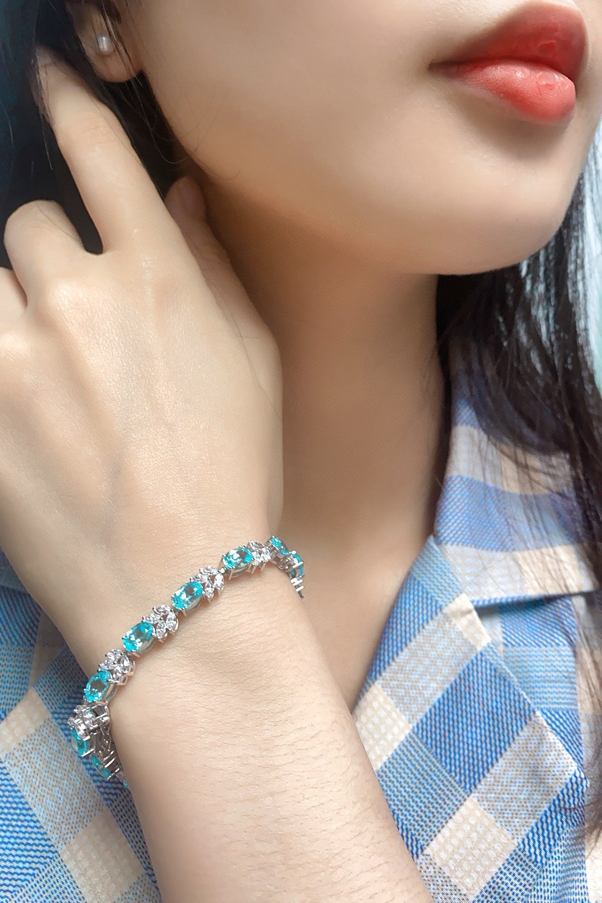 Pirmiana Hot Sale Maximalist 18.29ct Lab Grown Paraiba Sapphire Bracelet S925 Silver Jewelry Engagement Women