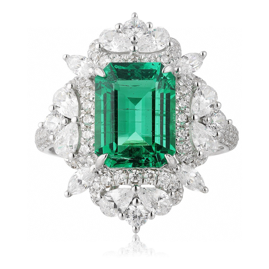 Pirmiana HOT SALE Customized S925 Sliver 3.2ct Lab Grown Emerald Ring Jewelry Engagement Gift Women