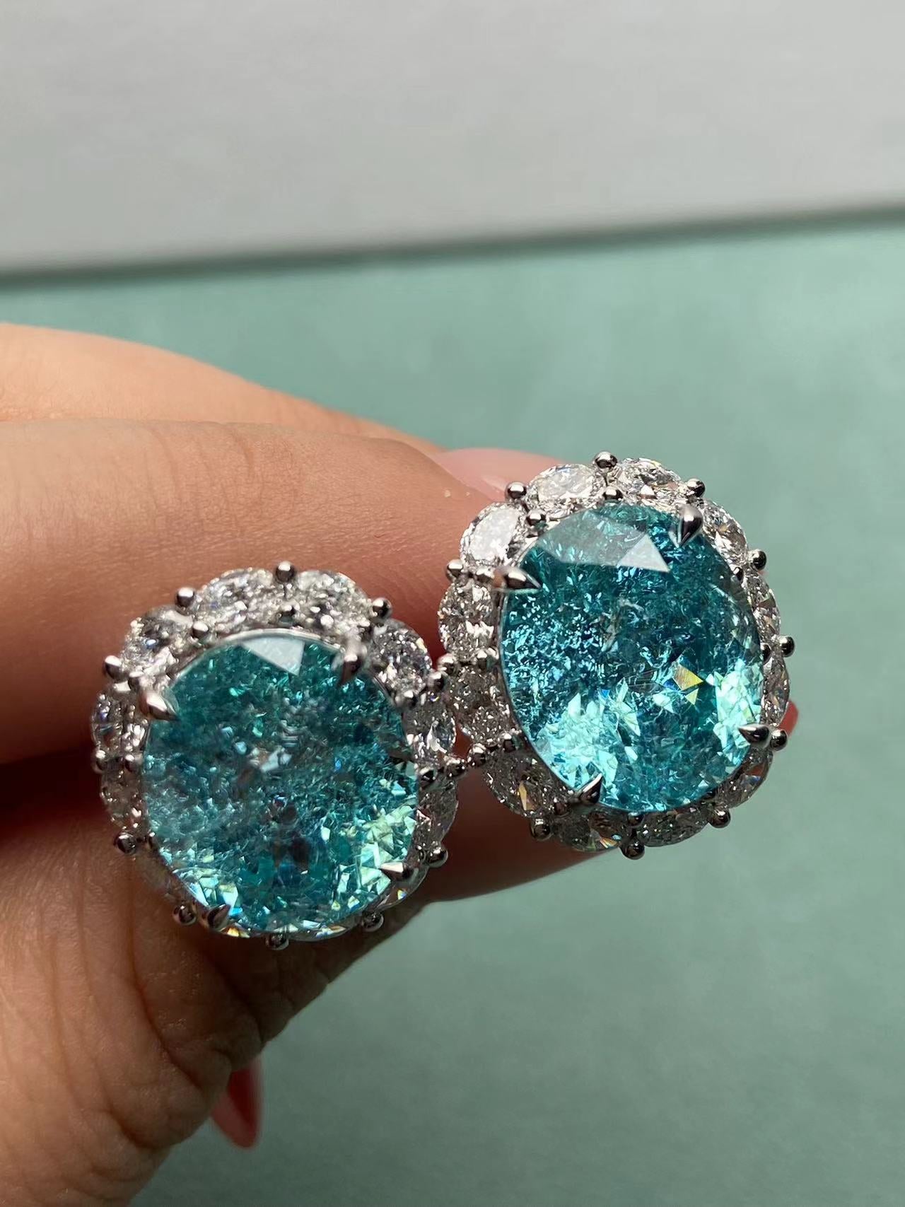 Primiana 2025 New Classic Style14K Gold Main Stone11x13mm Oval Shape Lab Grow Paraiba Earrings Girlfriend Gif