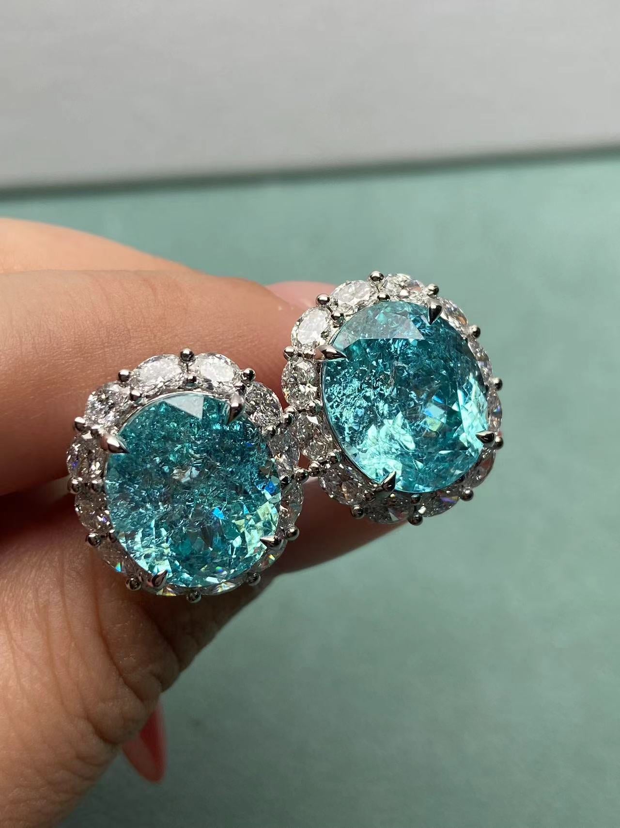 Primiana 2025 New Classic Style14K Gold Main Stone11x13mm Oval Shape Lab Grow Paraiba Earrings Girlfriend Gif
