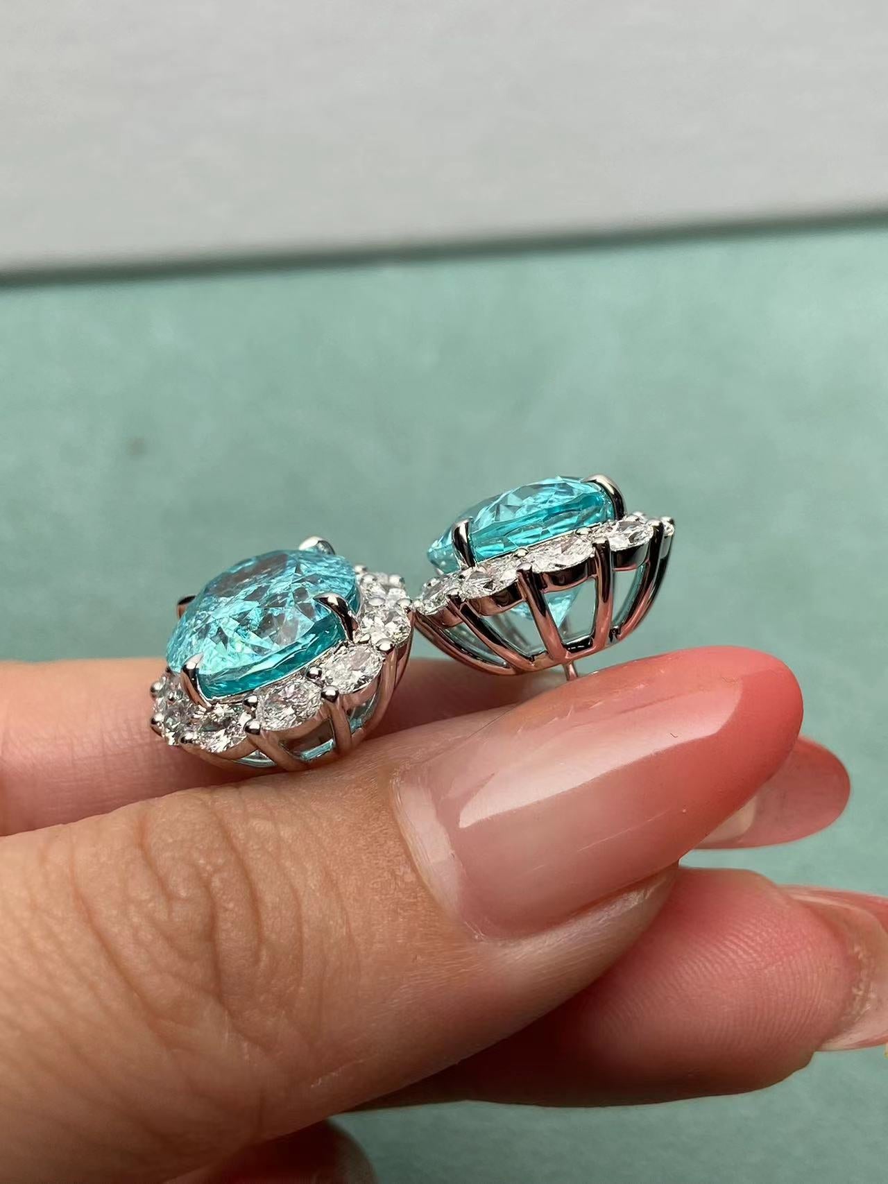 Primiana 2025 New Classic Style14K Gold Main Stone11x13mm Oval Shape Lab Grow Paraiba Earrings Girlfriend Gif