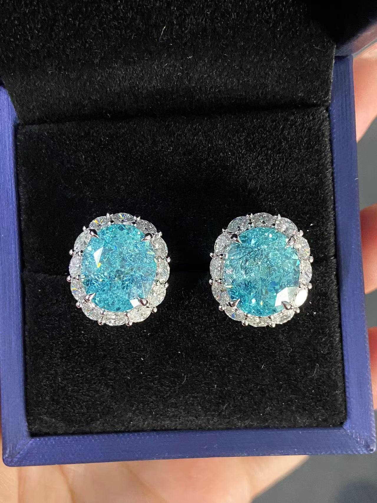 Primiana 2025 New Classic Style14K Gold Main Stone11x13mm Oval Shape Lab Grow Paraiba Earrings Girlfriend Gif