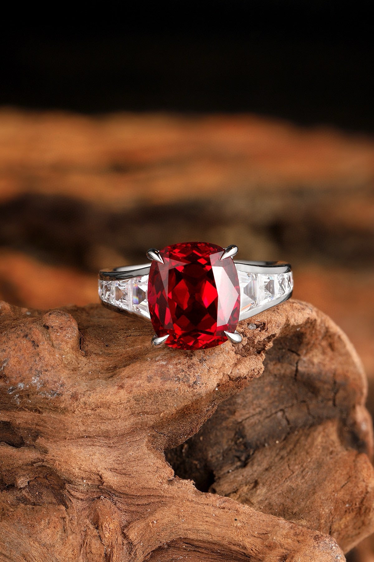 Pirmiana Hot Sale Maximalist 5.48ct Lab Grown Ruby Ring S925 Silver Jewelry Engagement Women