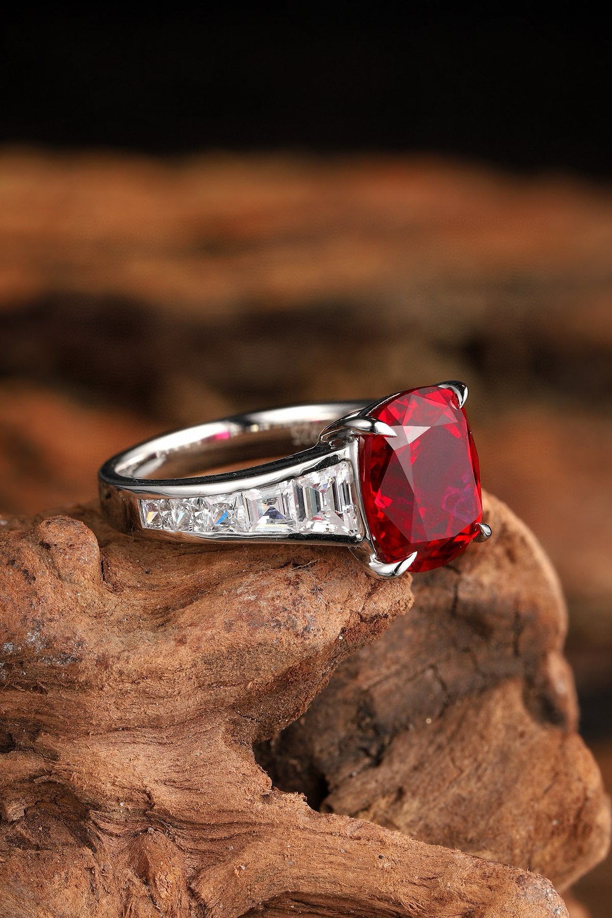 Pirmiana Hot Sale Maximalist 5.48ct Lab Grown Ruby Ring S925 Silver Jewelry Engagement Women