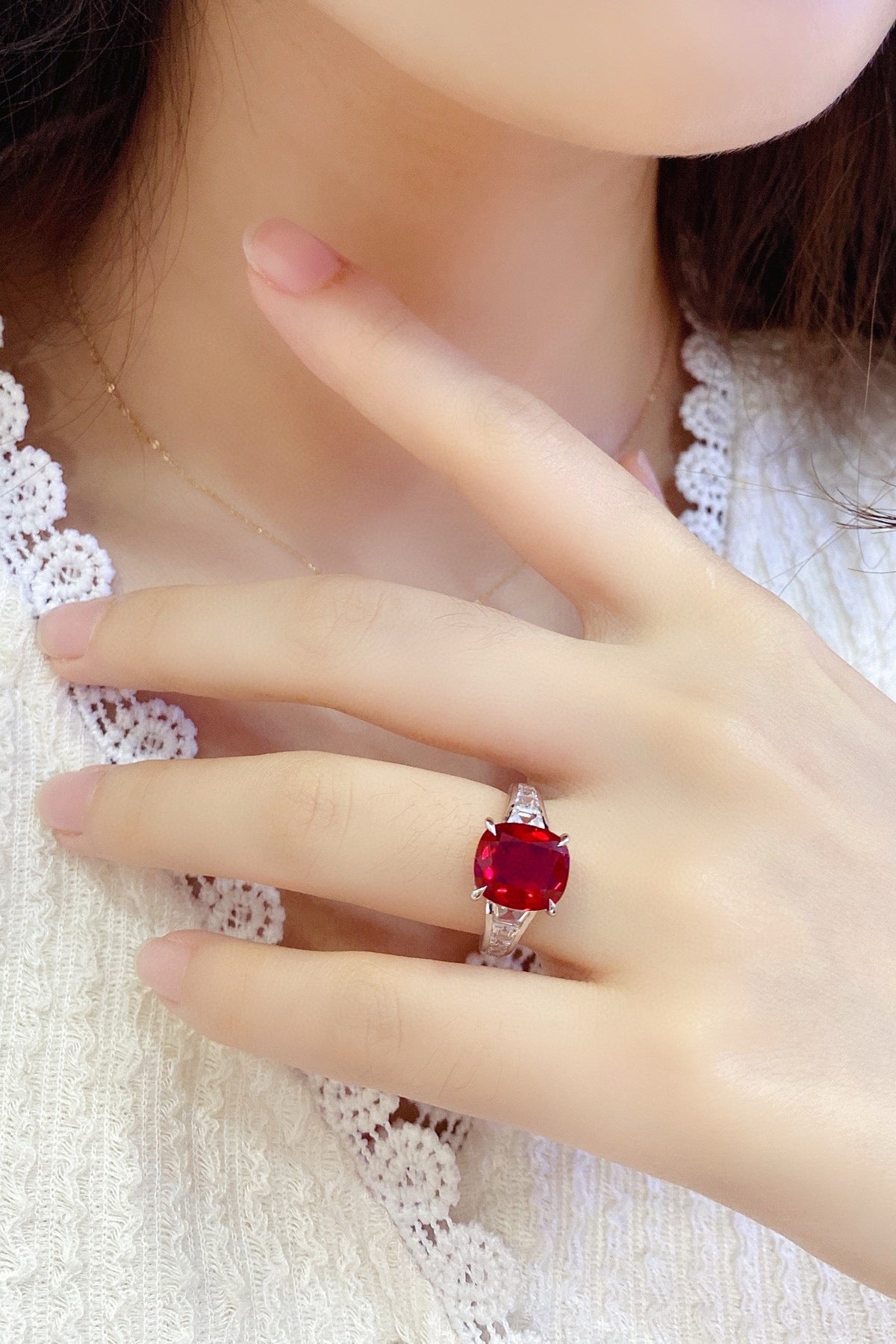 Pirmiana Hot Sale Maximalist 5.48ct Lab Grown Ruby Ring S925 Silver Jewelry Engagement Women