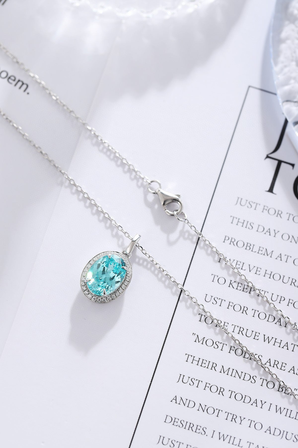 Pirmiana Hot Sale Maximalist 3.98ct Lab Grown Paraiba Sapphire Necklace S925 Silver Jewelry Engagement Women
