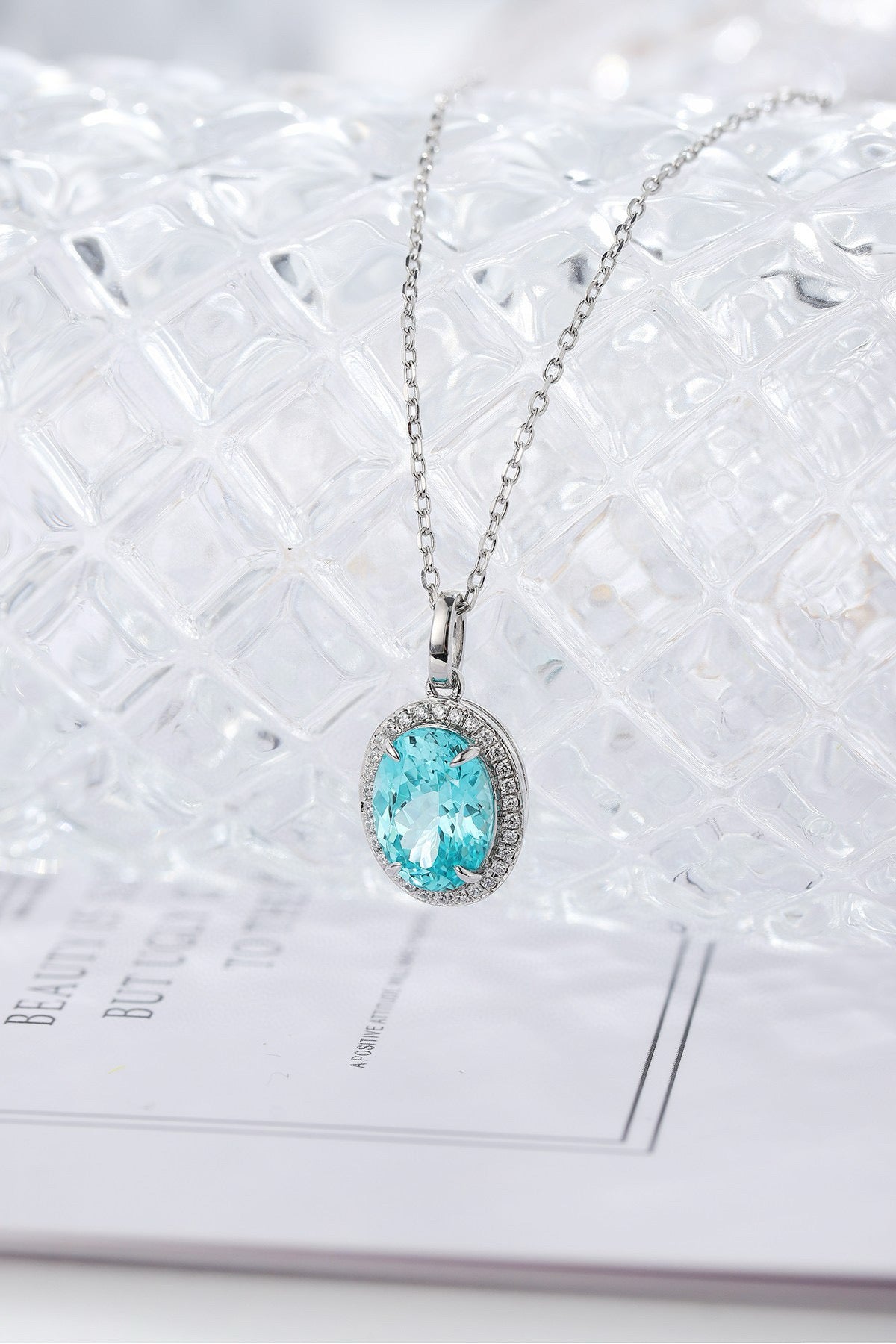 Pirmiana Hot Sale Maximalist 3.98ct Lab Grown Paraiba Sapphire Necklace S925 Silver Jewelry Engagement Women