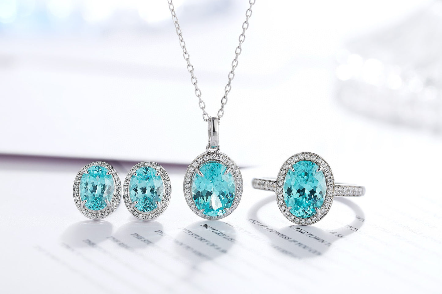 Pirmiana Hot Sale Maximalist 3.98ct Lab Grown Paraiba Sapphire Necklace S925 Silver Jewelry Engagement Women
