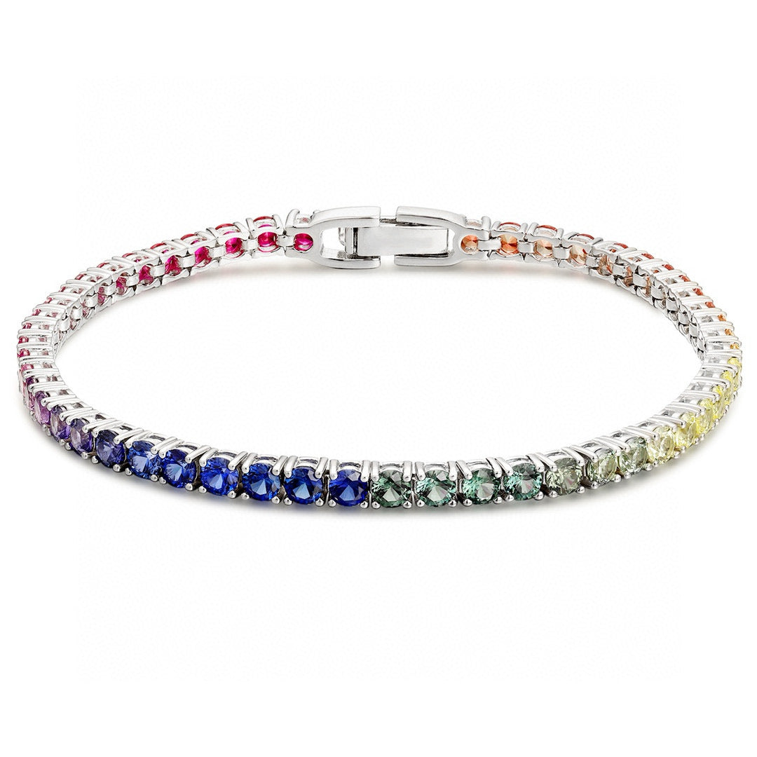 Pirmiana New Fashion 6.12ct Round Shape Lab Grown Colored Sapphire Bracelet S925 Silver Jewelry Engagement Gift Women