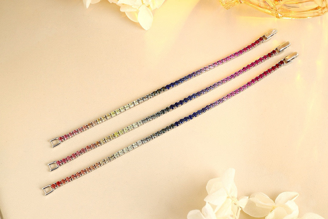 Pirmiana New Fashion 6.12ct Round Shape Lab Grown Colored Sapphire Bracelet S925 Silver Jewelry Engagement Gift Women
