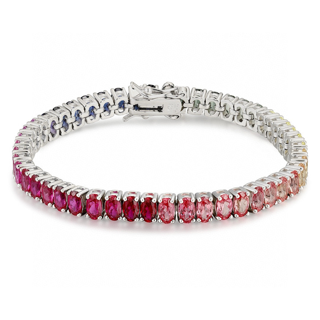 Pirmiana New Fashion 6.35ct Oval Shape Lab Grown colored Sapphire Bracelet S925 Silver Jewelry Engagement Gift Women
