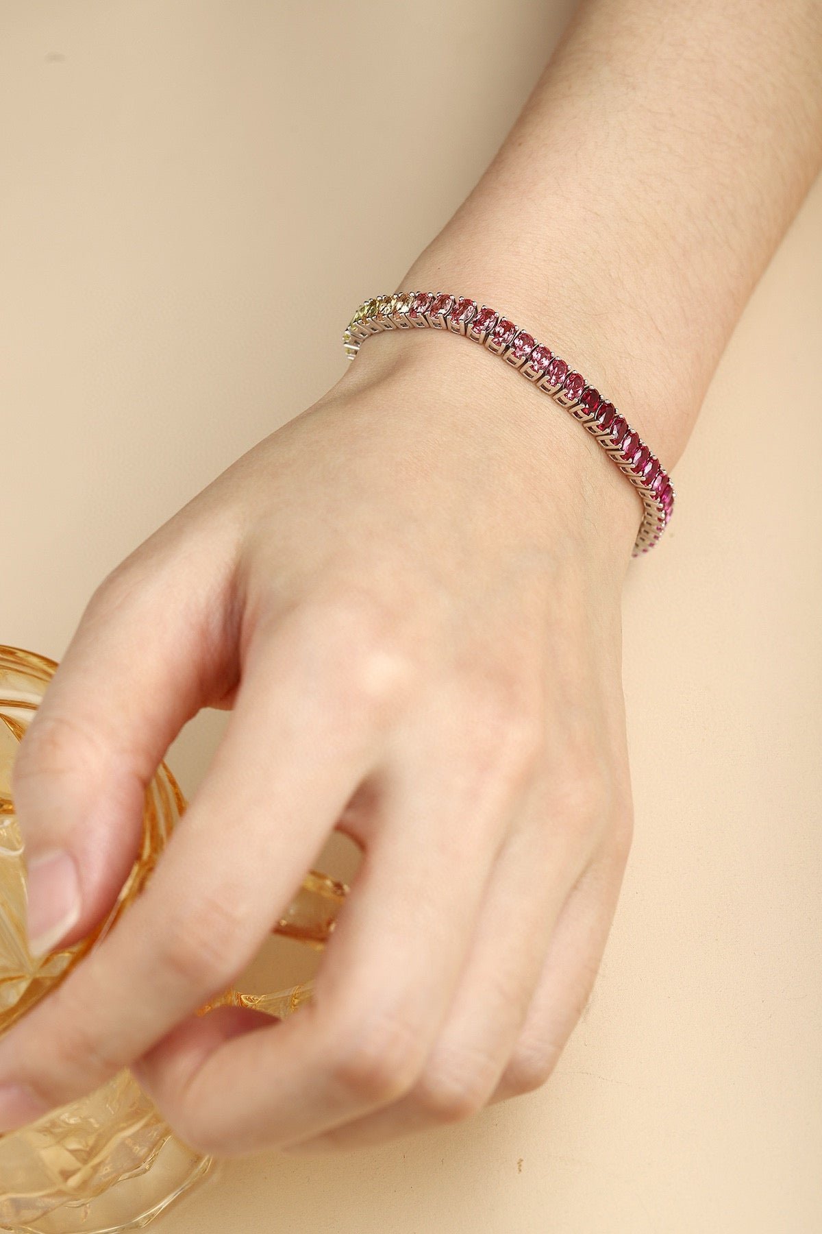 Pirmiana New Fashion 6.35ct Oval Shape Lab Grown colored Sapphire Bracelet S925 Silver Jewelry Engagement Gift Women