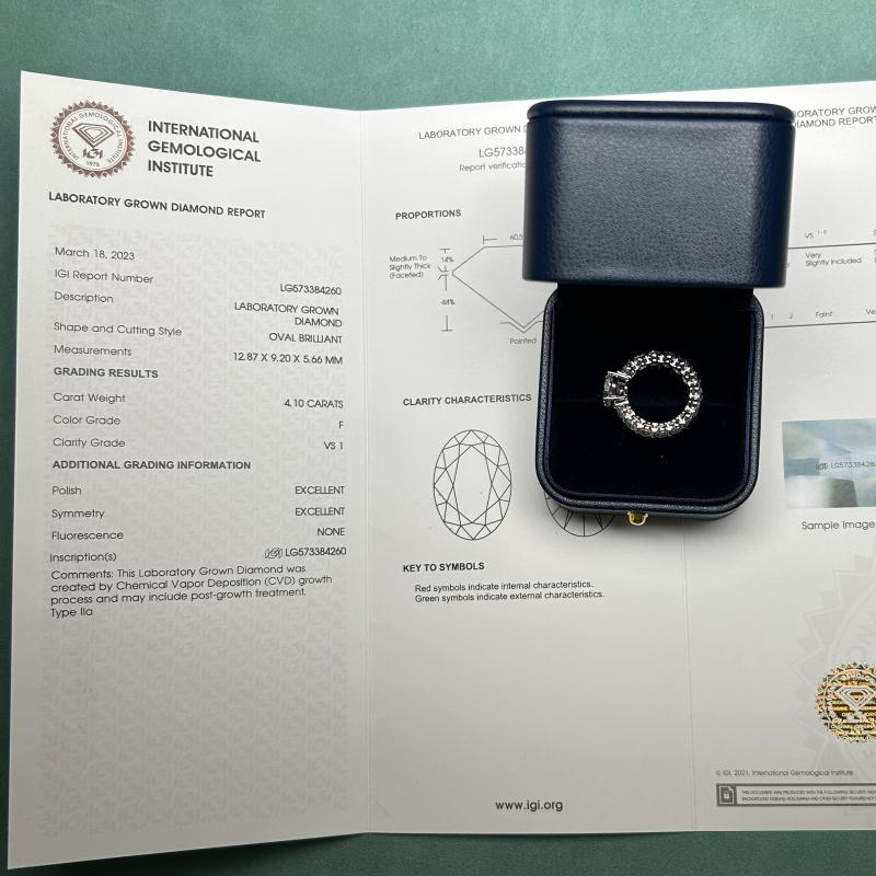 Pirmiana Jewelry Custom Design 14k White Gold Ring for Women 4.1ct Lab Grown Diamond Jewelry