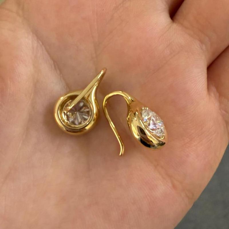Pirmiana Jewelry Customized Design 18K Yellow Gold Earrings for Women 3ct CVD Lab Grown Diamond Jewelry