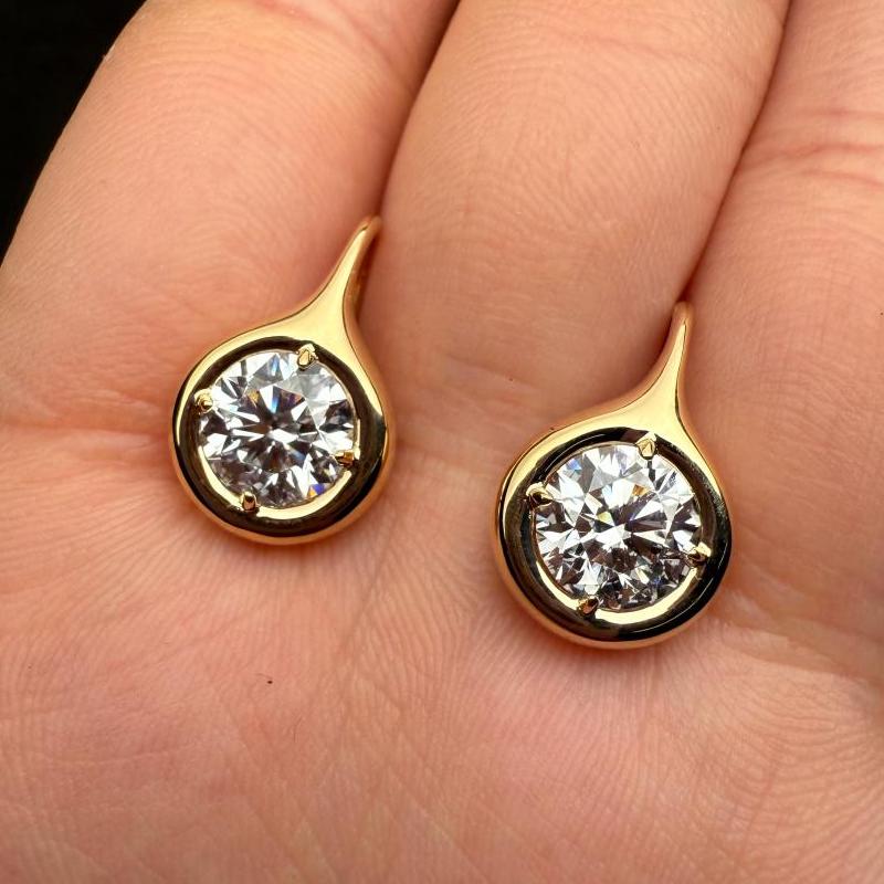 Pirmiana Jewelry Customized Design 18K Yellow Gold Earrings for Women 3ct CVD Lab Grown Diamond Jewelry