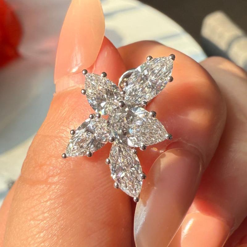Pirmiana Jewelry Custom Design 14K White Gold Earrings for Women 6.33ct HPHT Lab Grown Diamond Jewelry
