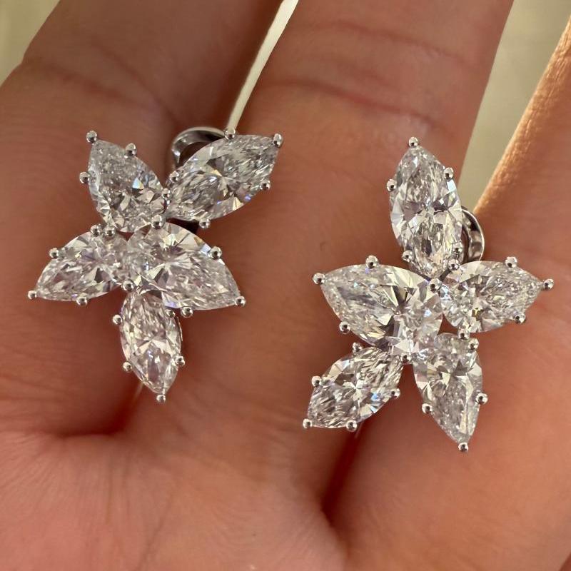 Pirmiana Jewelry Custom Design 14K White Gold Earrings for Women 6.33ct HPHT Lab Grown Diamond Jewelry