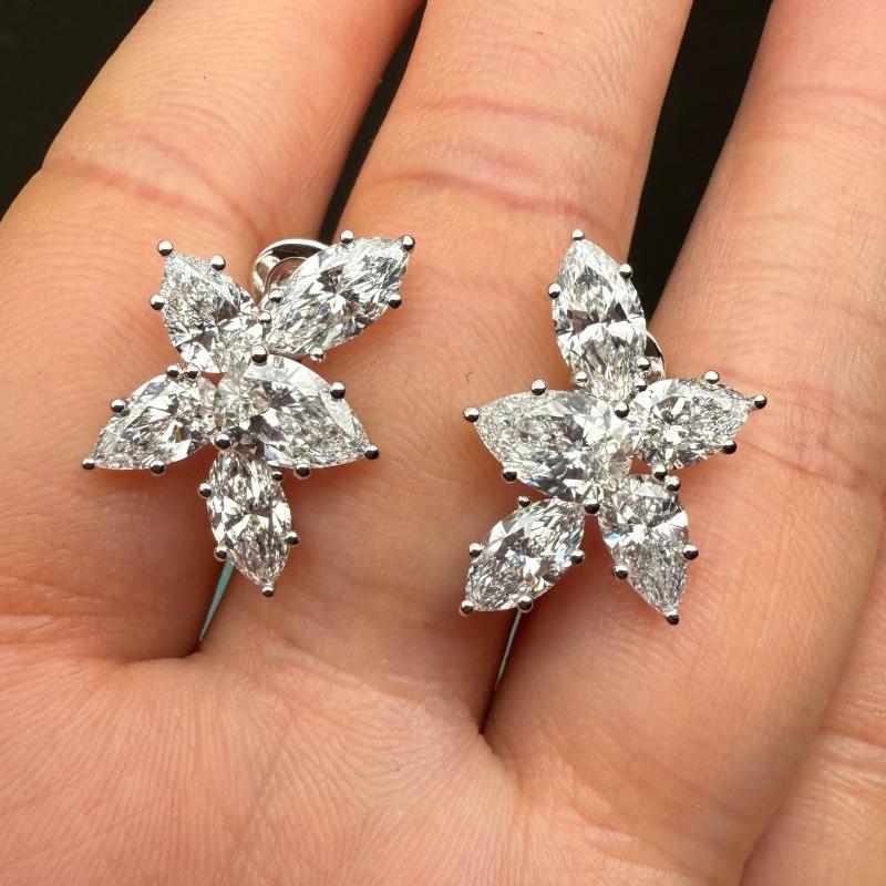 Pirmiana Jewelry Custom Design 14K White Gold Earrings for Women 6.33ct HPHT Lab Grown Diamond Jewelry