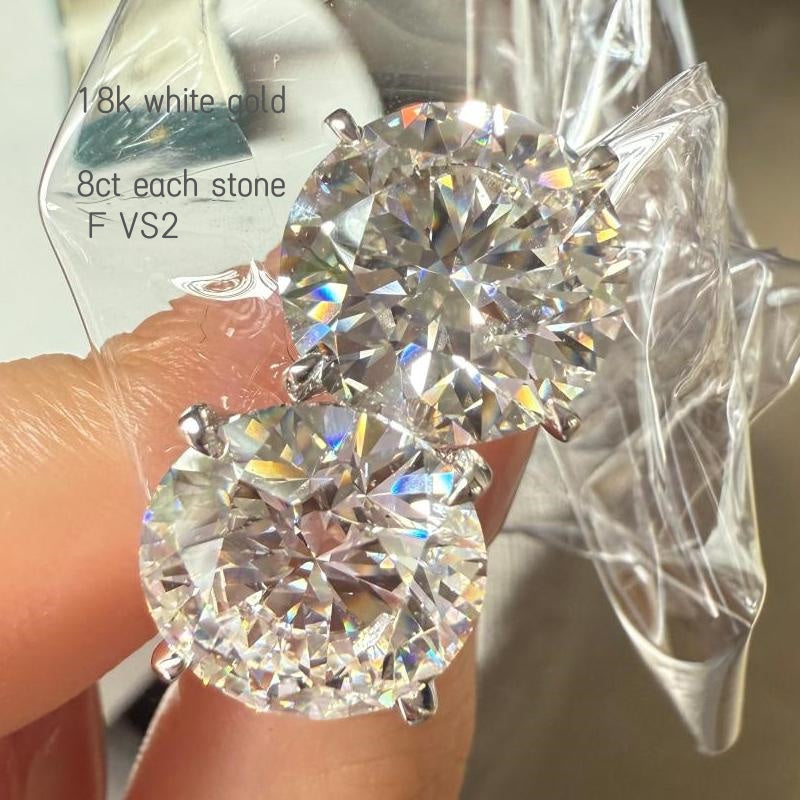Pirmiana Jewelry Custom Design 18K White Gold Earrings for Women 8ct each CVD Lab Grown Diamond Jewelry