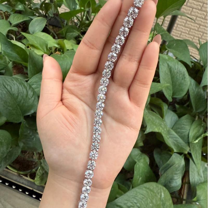 Ruif Jewelry Classic Design 18k White Gold 1ct Each Round Shape Lab Grown Diamond Tennis Bracelet Gemstone Jewelry