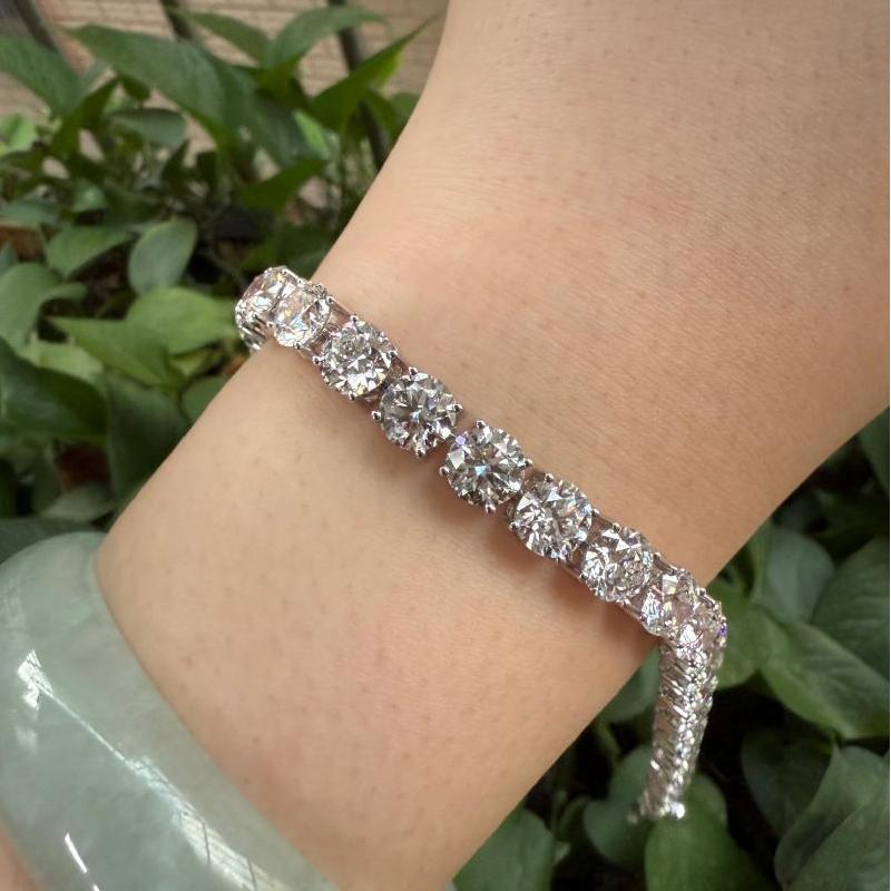 Ruif Jewelry Classic Design 18k White Gold 1ct Each Round Shape Lab Grown Diamond Tennis Bracelet Gemstone Jewelry