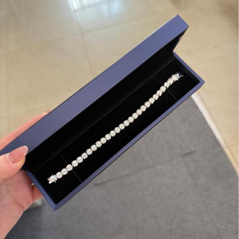 Ruif Jewelry Classic Design 18k White Gold 1ct Each Round Shape Lab Grown Diamond Tennis Bracelet Gemstone Jewelry