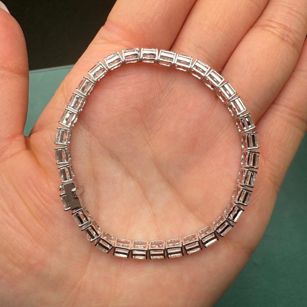 Pirmiana Jewelry Customized Asscher Cut 14K White Gold 0.5ct DEF Each Lab Grown Diamond Eternity Bracelet Engagement for Women Fine Jewelry